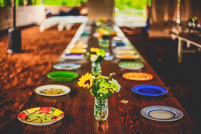 a set table with different types of plates